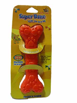 Dog Toy Flavoured Rubber Chew Bone with Paws Studs Medium