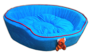 Dog Round Bed Blue With Puppy Face for Small and Medium Size Dogs
